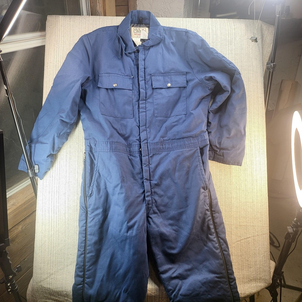 VINTAGE Walls Blizzard-Pruf Insulated Coveralls Mens XL Tall Navyโ Made USA 90s